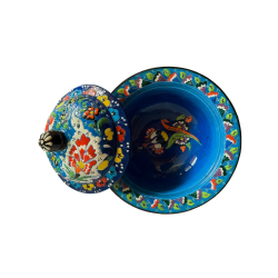 Blue Floral Ceramic Bowl with Lid