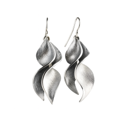 Silver Leaf Twist Earrings